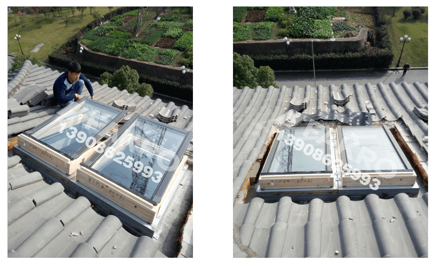 武汉-恒大绿洲别墅斜屋顶天窗安装