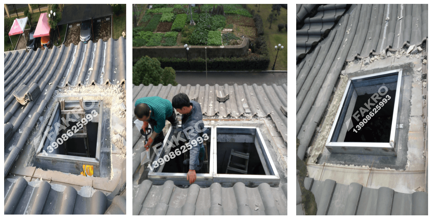 武汉-恒大绿洲别墅斜屋顶天窗安装